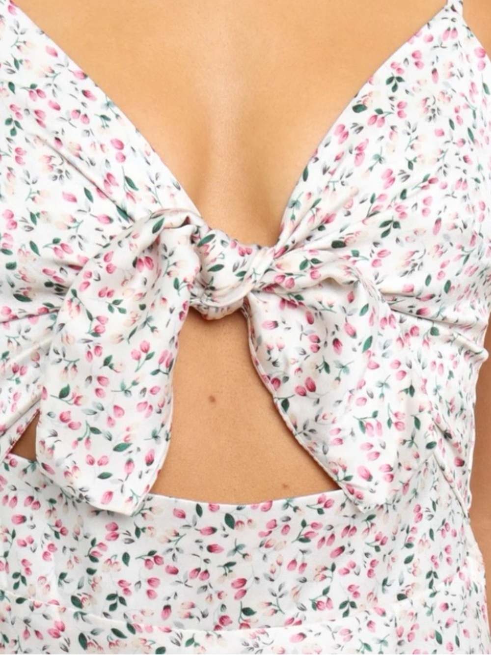 Petal & Pup Pink Floral Maxi Dress with Cutout Tie Front - Picture 5 of 8